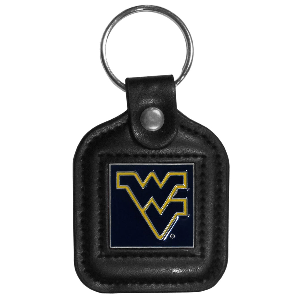 W. Virginia Mountaineers Square Leather Key Chain