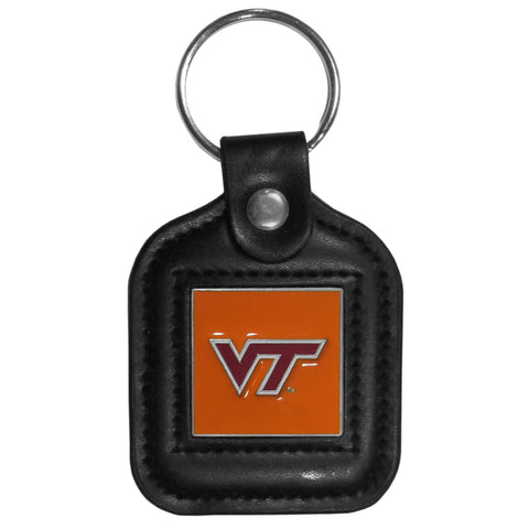 Virginia Tech Hokies Square Leather Key Chain