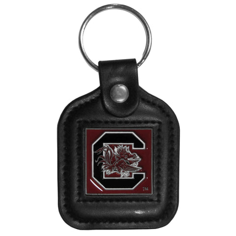 S. Carolina Gamecocks Square Leather Key Chain