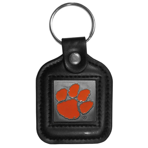 Clemson Tigers Square Leather Key Chain