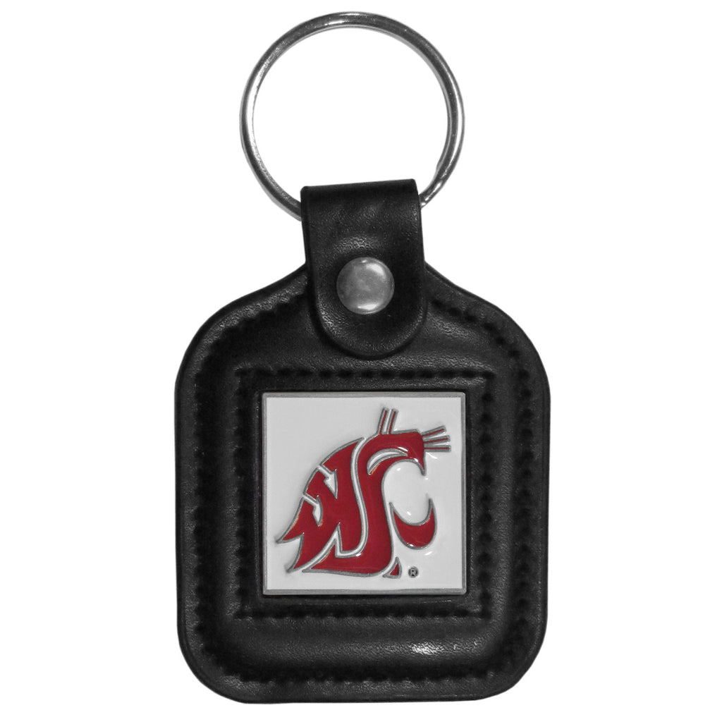 Washington St. Cougars Square Leather Key Chain