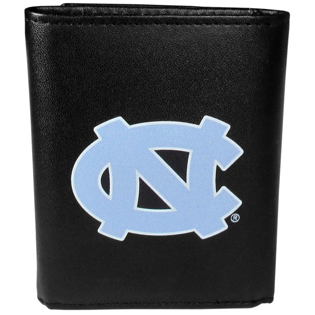 North Carolina Tar Heels   Leather Tri fold Wallet Large Logo 