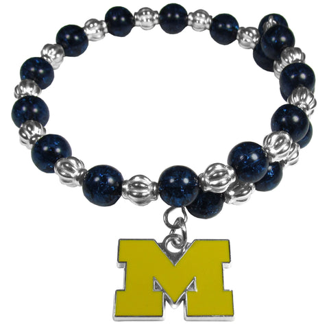 Michigan Wolverines Bead Memory Wire Bracelet