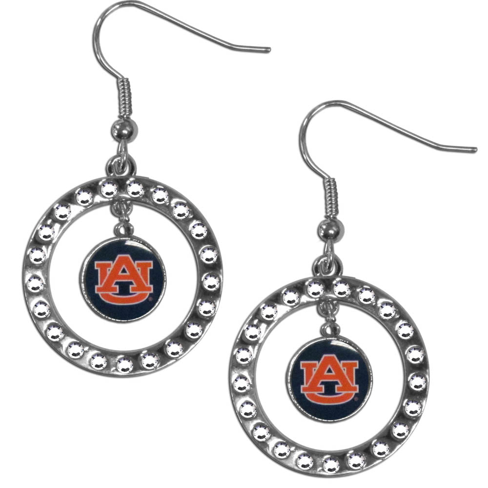 Auburn Tigers Rhinestone Hoop Earrings