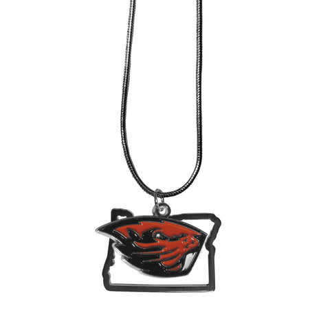 Oregon St. Beavers State Charm Necklace