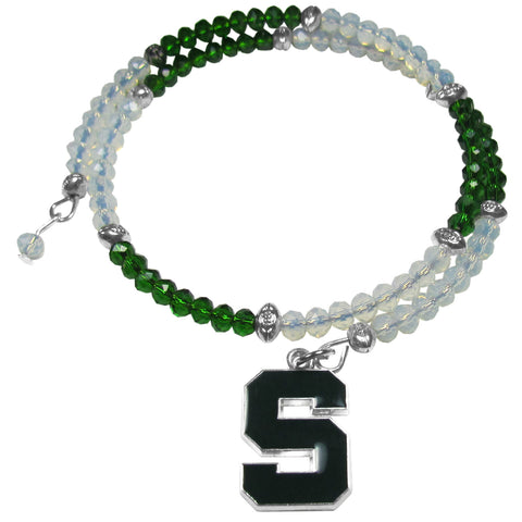 Michigan St. Spartans Crystal Memory Wire Bracelet