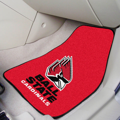 Ball State 2-pc Carpeted Car Mats 17"x27"