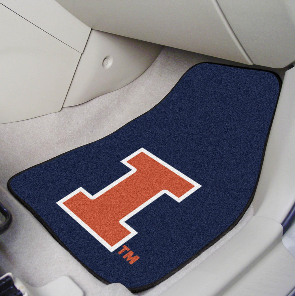 Illinois Fighting Illini 2 pc Carpet Car Mat Set 17"x27" 