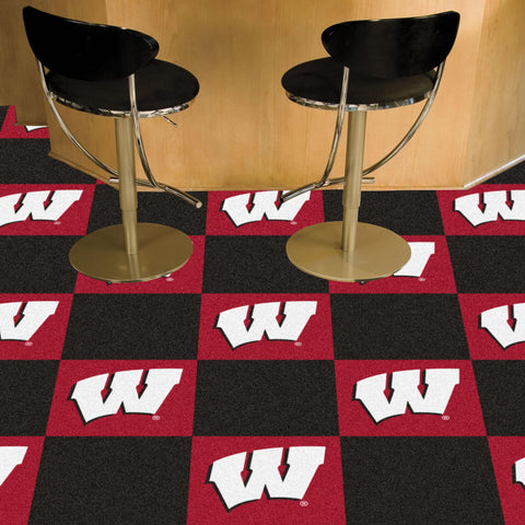 Wisconsin Badgers Team Carpet Tiles 18"x18" tiles 