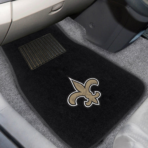 New Orleans Saints 2 pc Embroidered Car Mat Set 17"x25.5" 