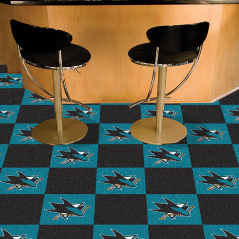 San Jose Sharks Team Carpet Tiles 18"x18" tiles 