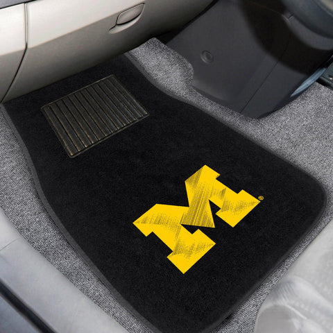Michigan Wolverines 2 pc Embroidered Car Mat Set 17"x25.5" 