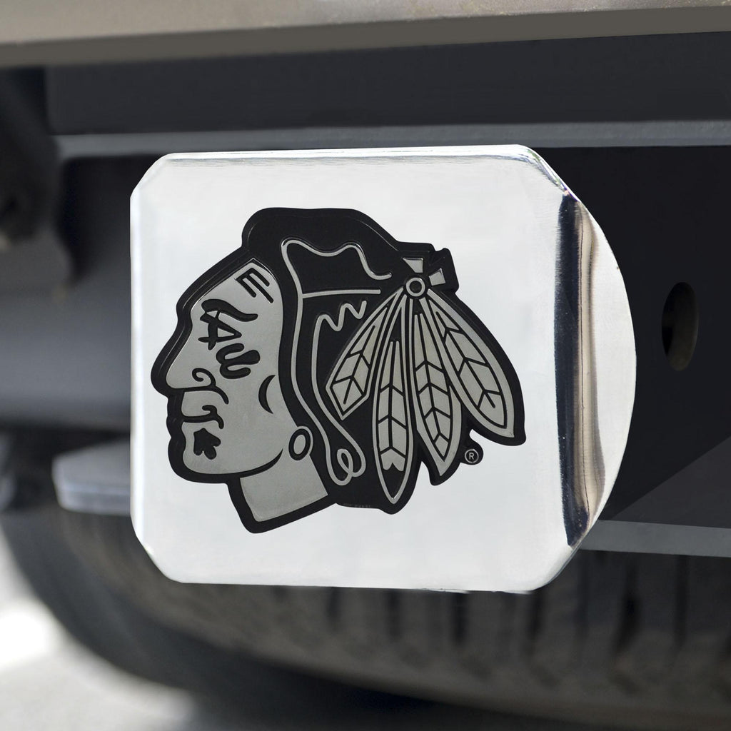 Chicago Blackhawks Hitch Cover Chrome on Chrome 3.4"x4" 