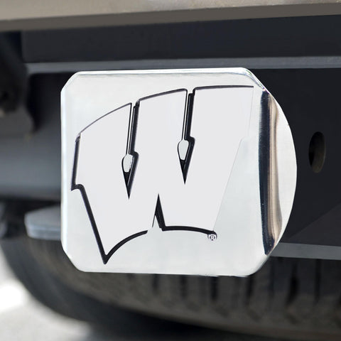 Wisconsin Badgers Hitch Cover Chrome on Chrome 3.4"x4" 