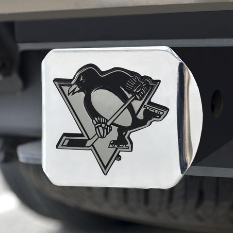 Pittsburgh Penguins Hitch Cover Chrome on Chrome 3.4"x4" 