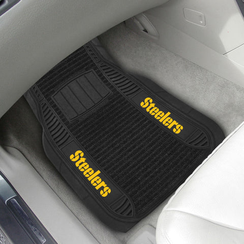 Pittsburgh Steelers 2 pc Deluxe Car Mat Set 21"x27" 