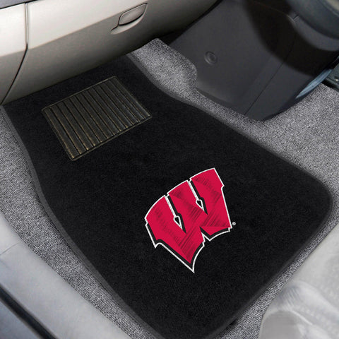 Wisconsin Badgers 2 pc Embroidered Car Mat Set 17"x25.5" 