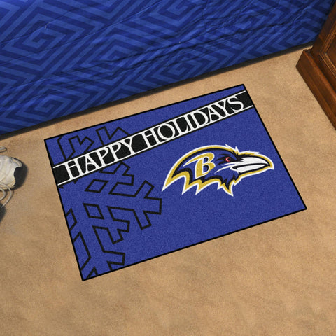 Baltimore Ravens Starter Mat Happy Holidays 19"x30" 