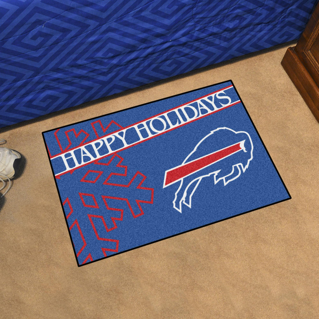 Buffalo Bills Starter Mat Happy Holidays 19"x30" 