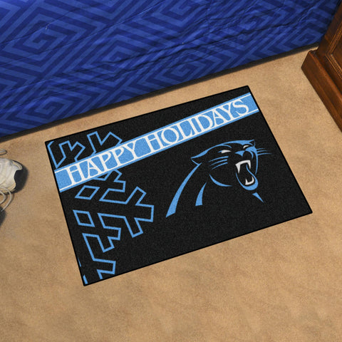 Carolina Panthers Starter Mat Happy Holidays 19"x30" 