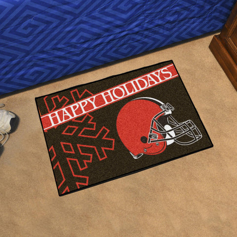 Cleveland Browns Starter Mat Happy Holidays 19"x30" 