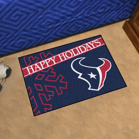 Houston Texans Starter Mat Happy Holidays 19"x30" 