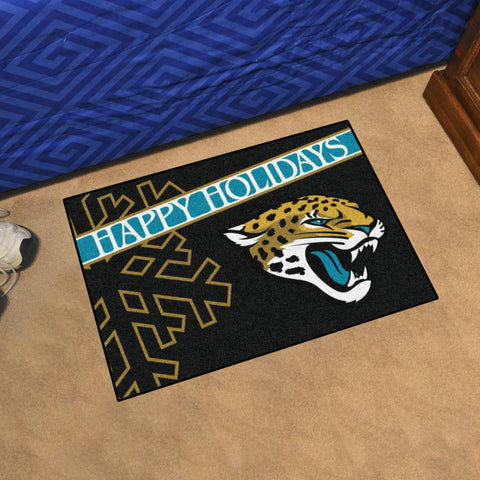 Jacksonville Jaguars Starter Mat Happy Holidays 19"x30" 