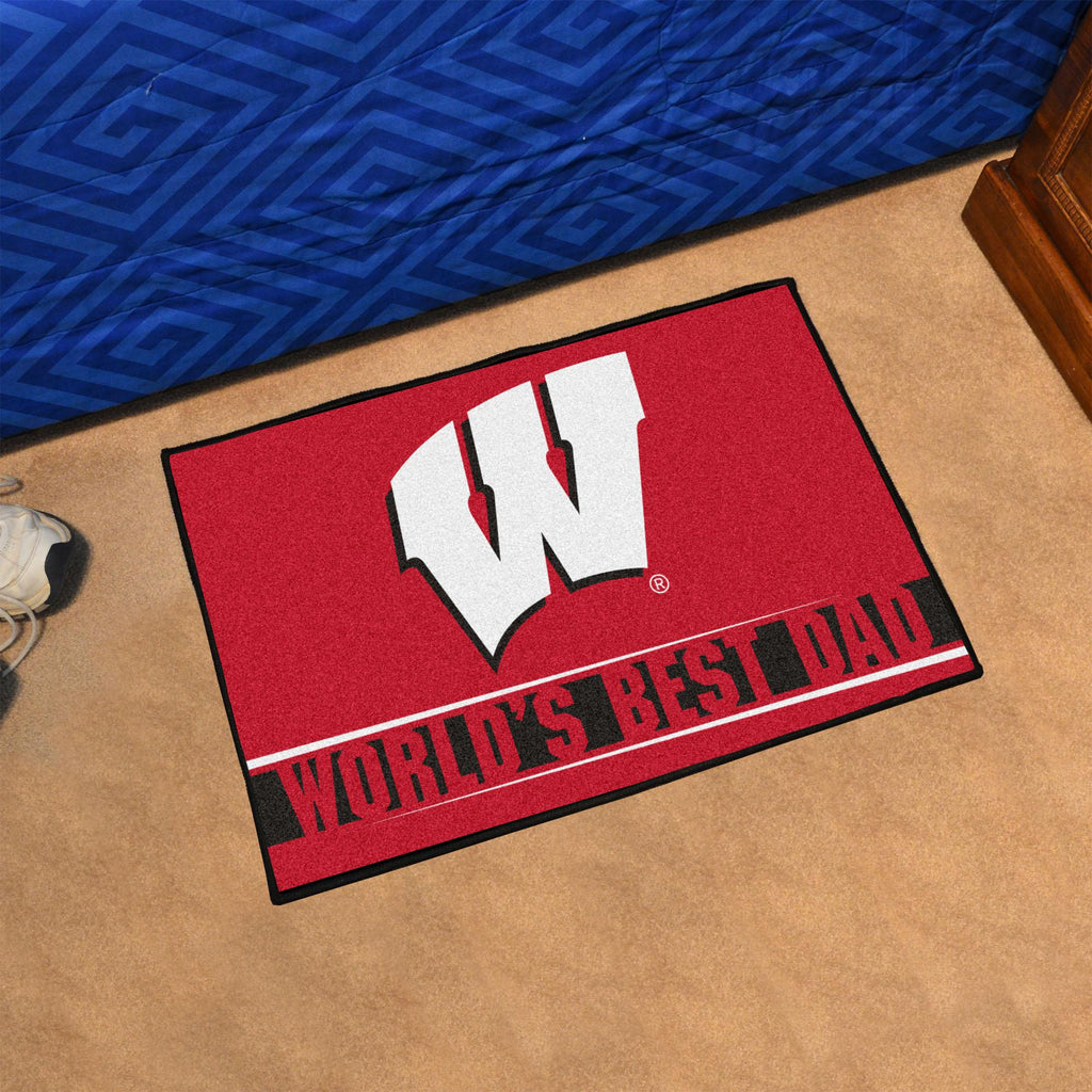 Wisconsin Badgers Starter Mat World's Best Dad 19"x30" 