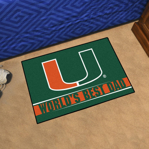 Miami Hurricanes Starter Mat World's Best Dad 19"x30" 