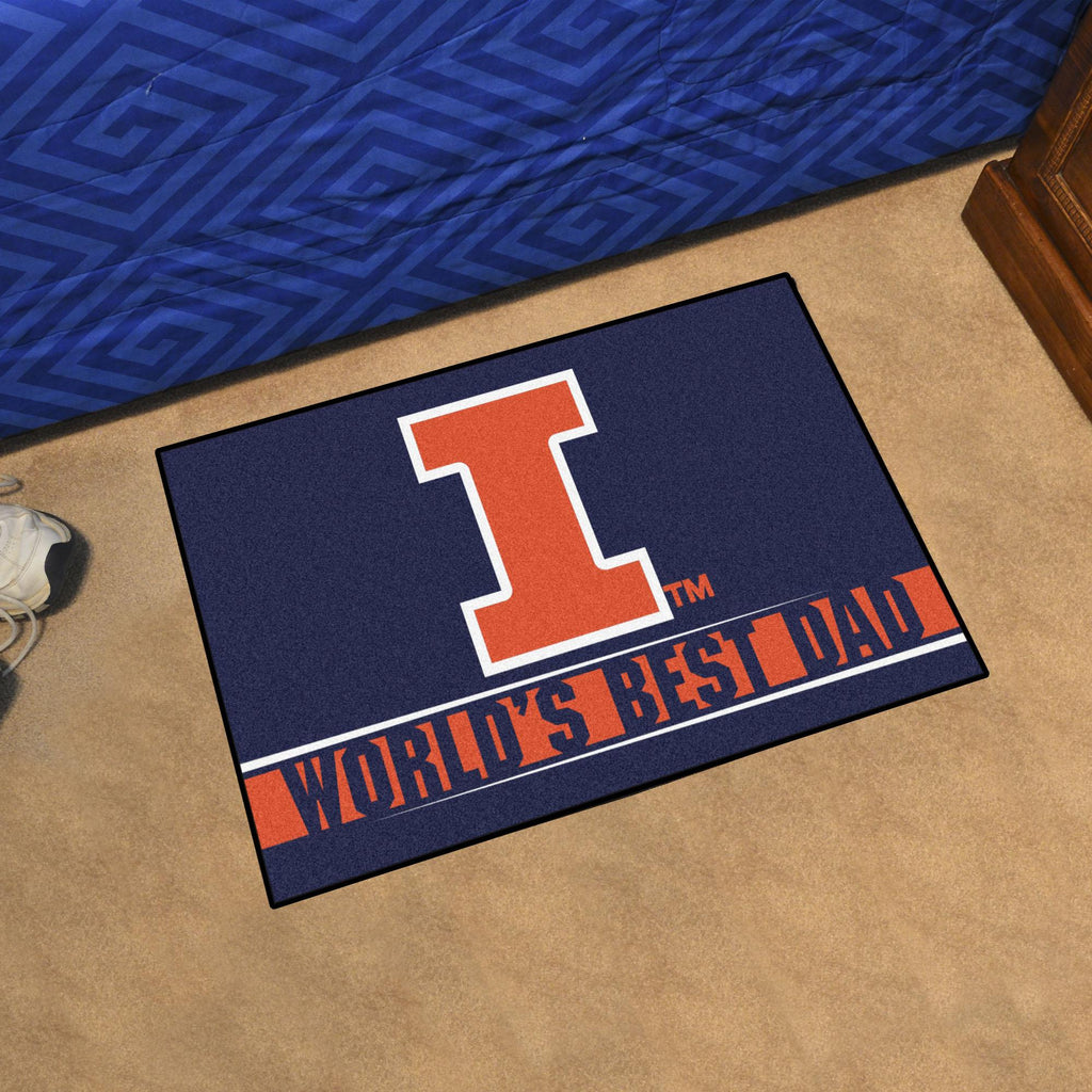 Illinois Fighting Illini Starter Mat World's Best Dad 19"x30" 