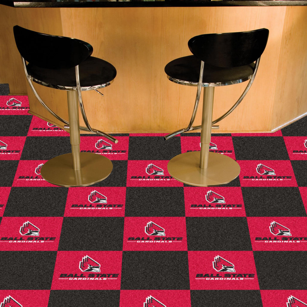 Ball State Cardinals Team Carpet Tiles 18"x18" tiles 