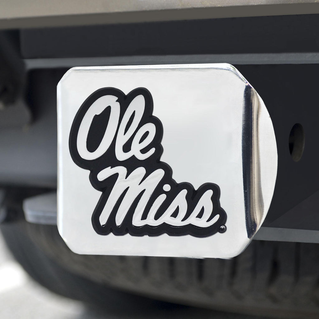 Ole Miss Rebels Hitch Cover Chrome on Chrome 3.4"x4" 