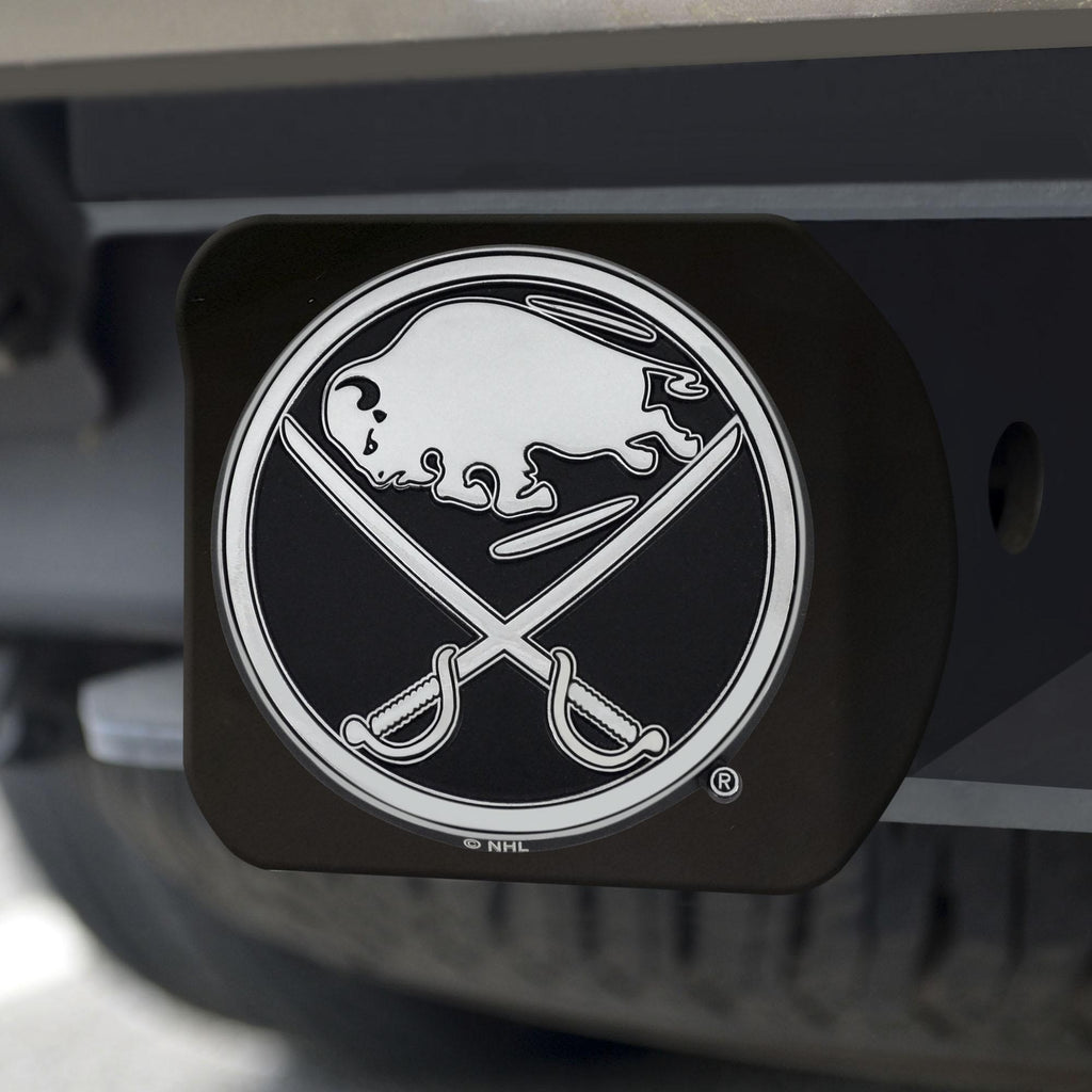 Buffalo Sabres Hitch Cover Chrome on Black 3.4"x4" 