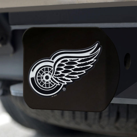Detroit Red Wings Hitch Cover Chrome on Black 3.4"x4" 
