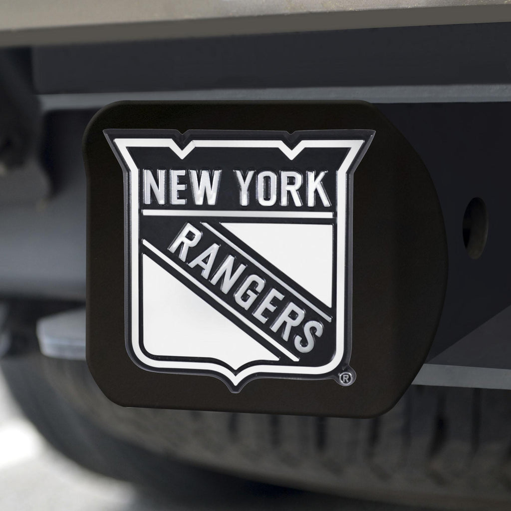 New York Rangers Hitch Cover Chrome on Black 3.4"x4" 