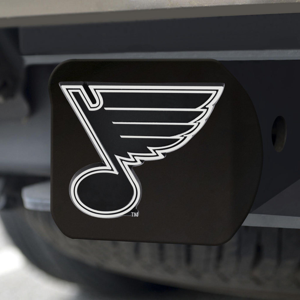 St. Louis Blues Hitch Cover Chrome on Black 3.4"x4" 