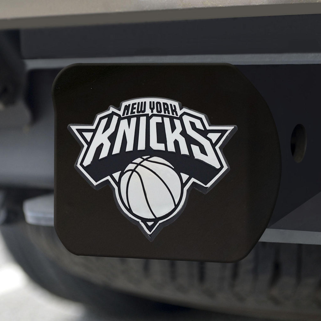 New York Knicks Hitch Cover Chrome on Black 3.4"x4" 