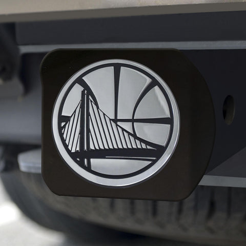 Golden State Warriors Hitch Cover Chrome on Black 3.4"x4" 