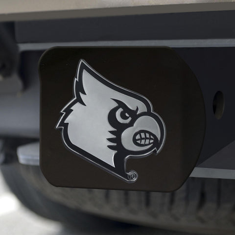Louisville Cardinals Hitch Cover Chrome on Black 3.4"x4" 