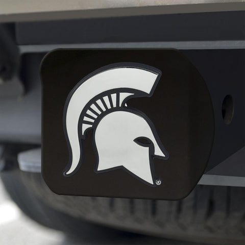 Michigan State Spartans Hitch Cover Chrome on Black 3.4"x4" 