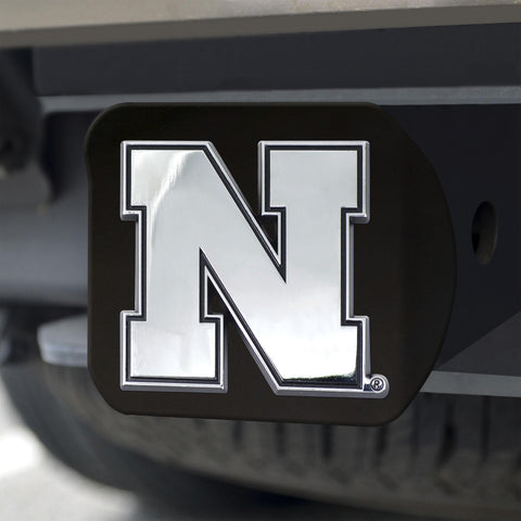 Nebraska Cornhuskers Hitch Cover Chrome on Black 3.4"x4" 