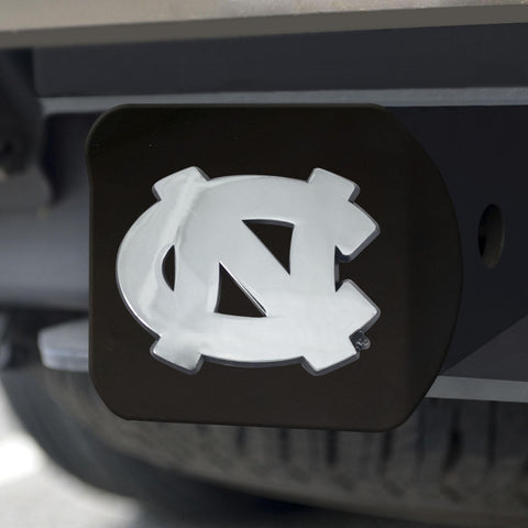 North Carolina Tar Heels Hitch Cover Chrome on Black 3.4"x4" 