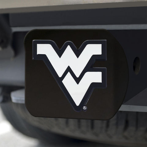 West Virginia Mountaineers Hitch Cover Chrome on Black 3.4"x4" 