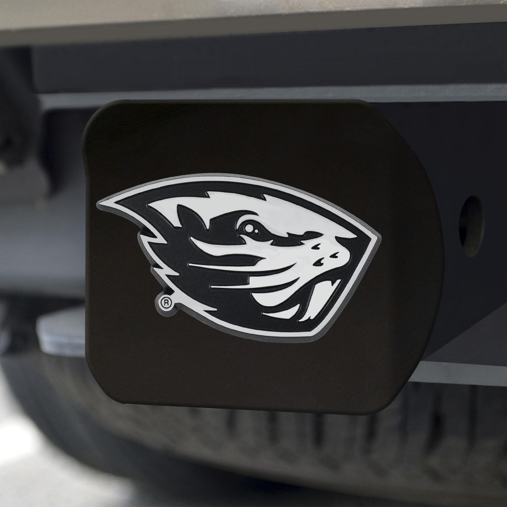 Oregon State Beavers Hitch Cover Chrome on Black 3.4"x4" 