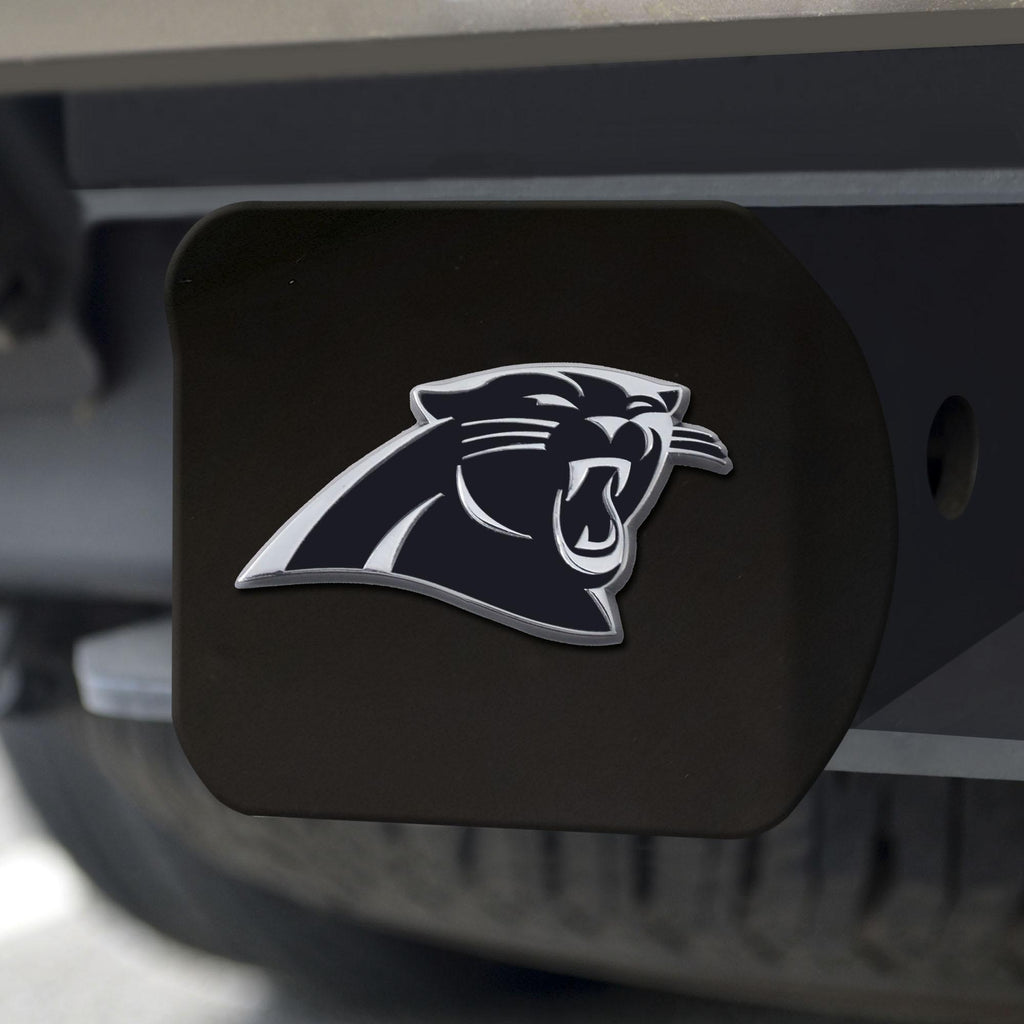 Carolina Panthers Hitch Cover Chrome on Black 3.4"x4" 