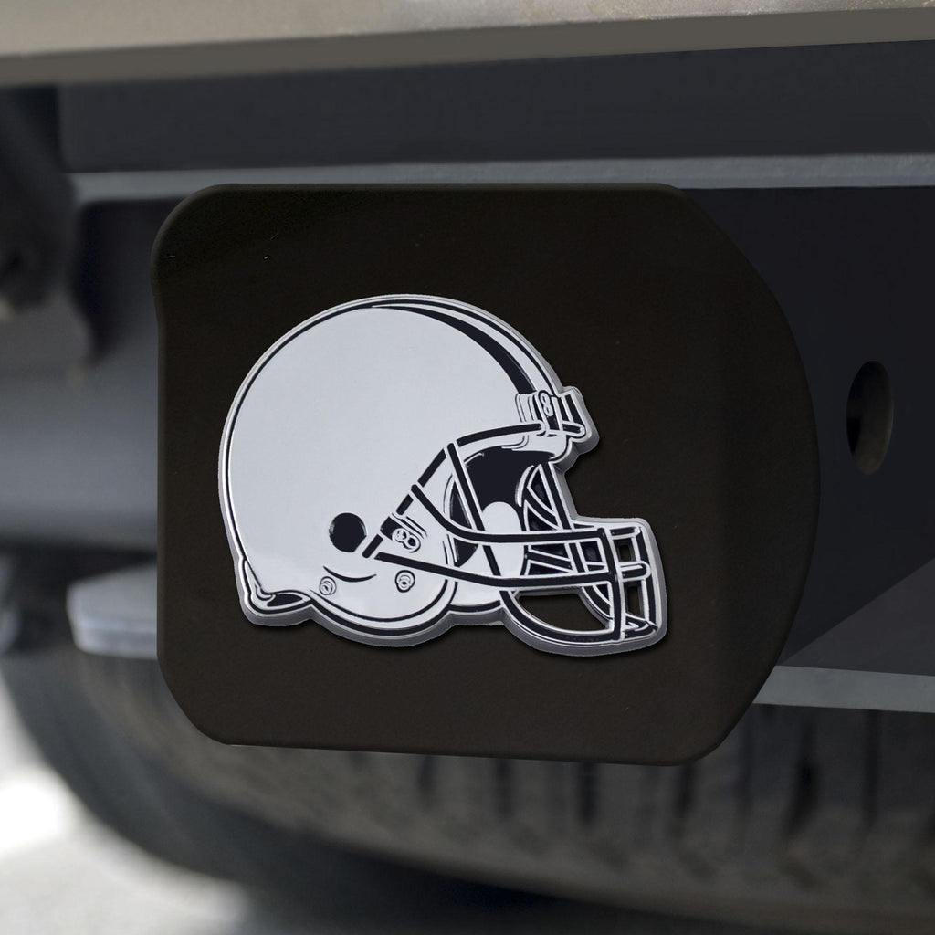 Cleveland Browns Hitch Cover Chrome on Black 3.4"x4" 