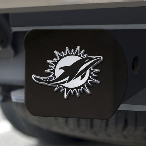 Miami Dolphins Hitch Cover Chrome on Black 3.4"x4" 