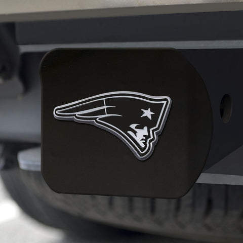 New England Patriots Hitch Cover Chrome on Black 3.4"x4" 