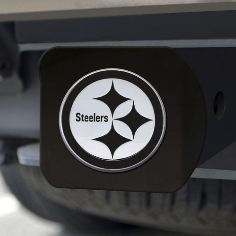 Pittsburgh Steelers Hitch Cover Chrome on Black 3.4"x4" 