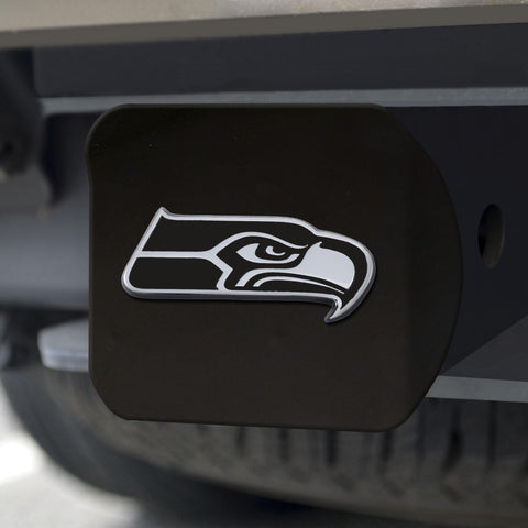 Seattle Seahawks Hitch Cover Chrome on Black 3.4"x4" 